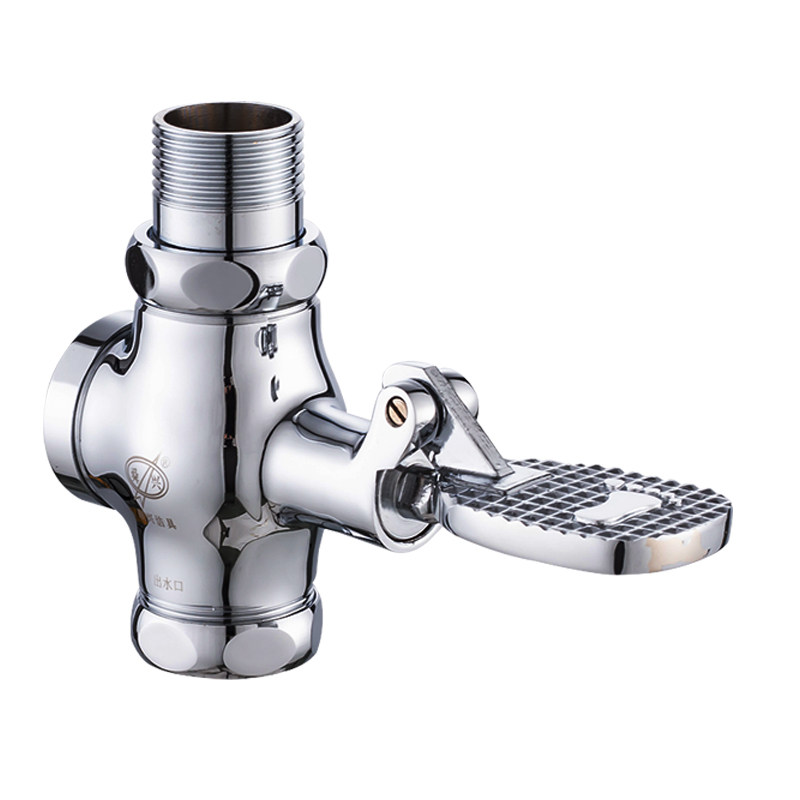 厕所脚踏冲水阀蹲便器脚踩式冲洗阀 合金8cm加大体(铜芯钢板)-1寸高清大图