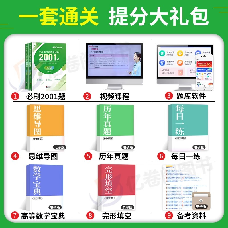 湖北[英语]历年真题 [正版]中公2024年专升本复习资料语文数学英语计算机政治高数管理学必2000题刷题24真题库试卷