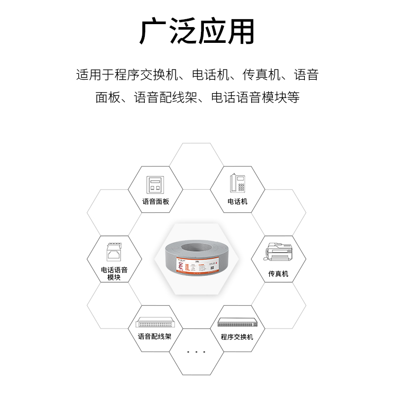 博扬(BOYANG)室内4芯电话线 3类一对无氧铜电缆 4*0.4 RJ11工程语音线缆100米/卷 灰色