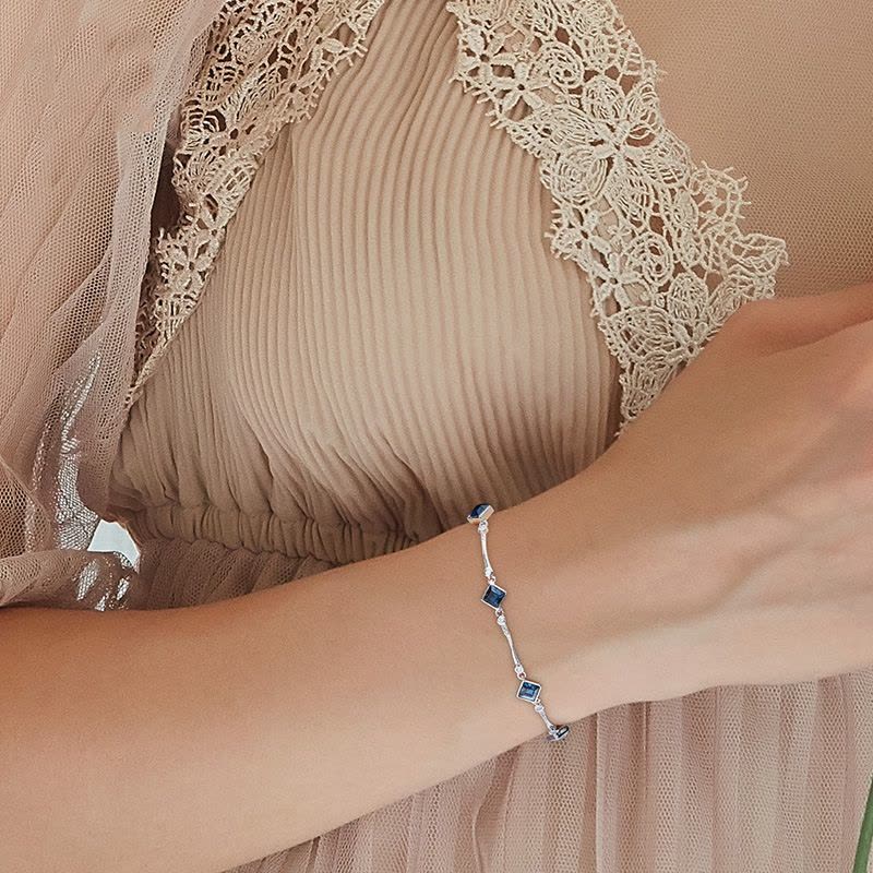 鑫铂尼925纯银手饰品七夕情人节礼物送女友告白银手链手环女生生日礼物送老婆银饰图片