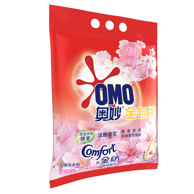 奥妙(OMO) 全自动无磷洗衣粉1.7kg 含金纺馨香精华 淡雅樱花(新老包装随机发货)[联合利华]