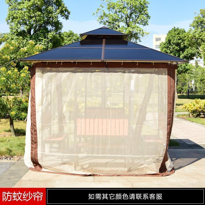 森美人户外凉亭庭院四角亭别墅花园简易组装农家乐阳光板茶水亭室外亭子 【防蚊纱帘】含轨道
