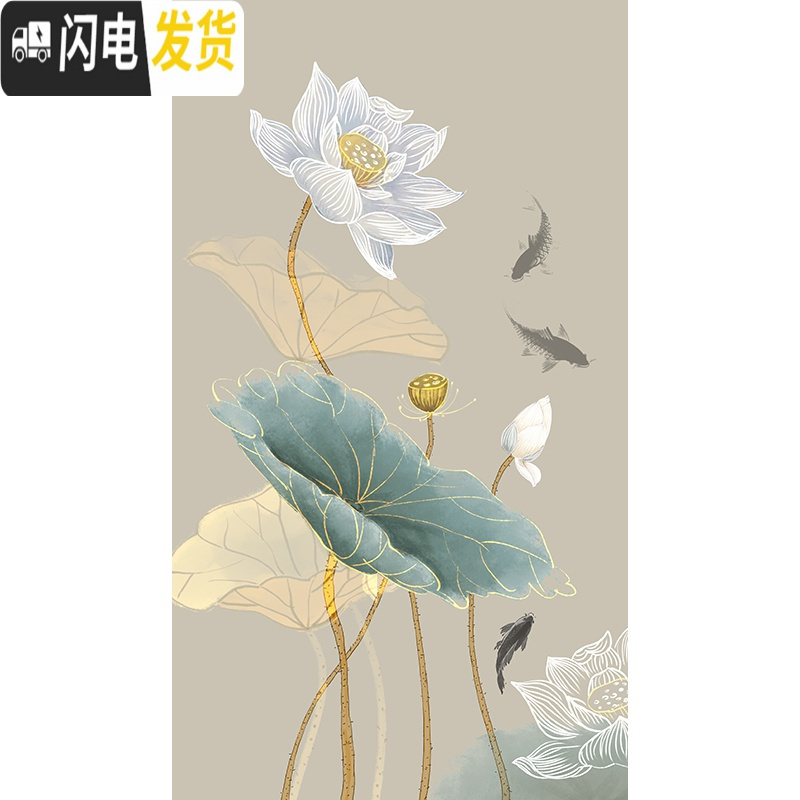 三维工匠印花满绣荷花十字绣2019新款绣客厅线绣简约现代家用自己绣手工绣 竖版①荷花棉线3股50x75cm满绣