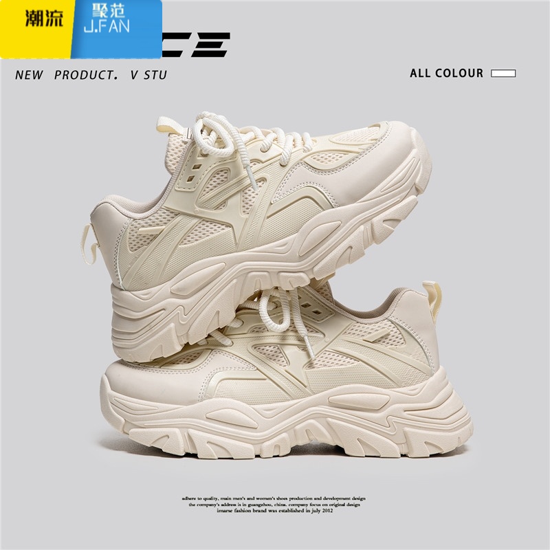 聚范网红男鞋2024新款夏季百搭小白休闲厚底男士增高运动老爹潮鞋高清大图