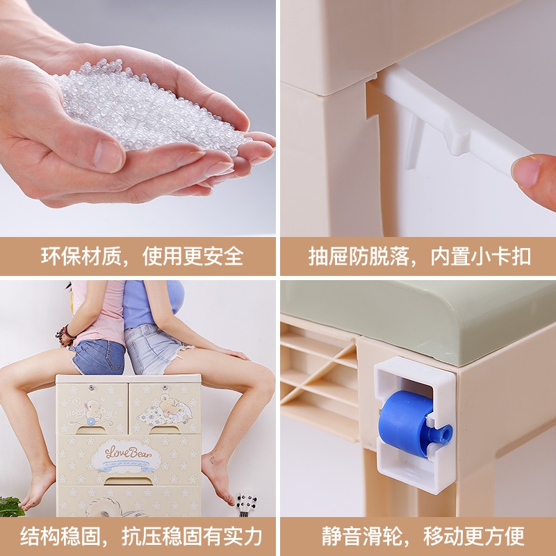 多层塑料五斗柜抽屉式收纳柜儿童储物柜子宝宝衣柜婴儿玩具整理箱收纳柜 三维工匠高清大图