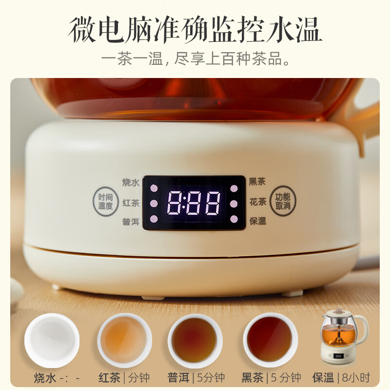 小熊(Bear)煮茶器 喷淋式养生壶家用办公室 恒温电水壶 米色(微电脑款)ZCQ-A10W5高清大图