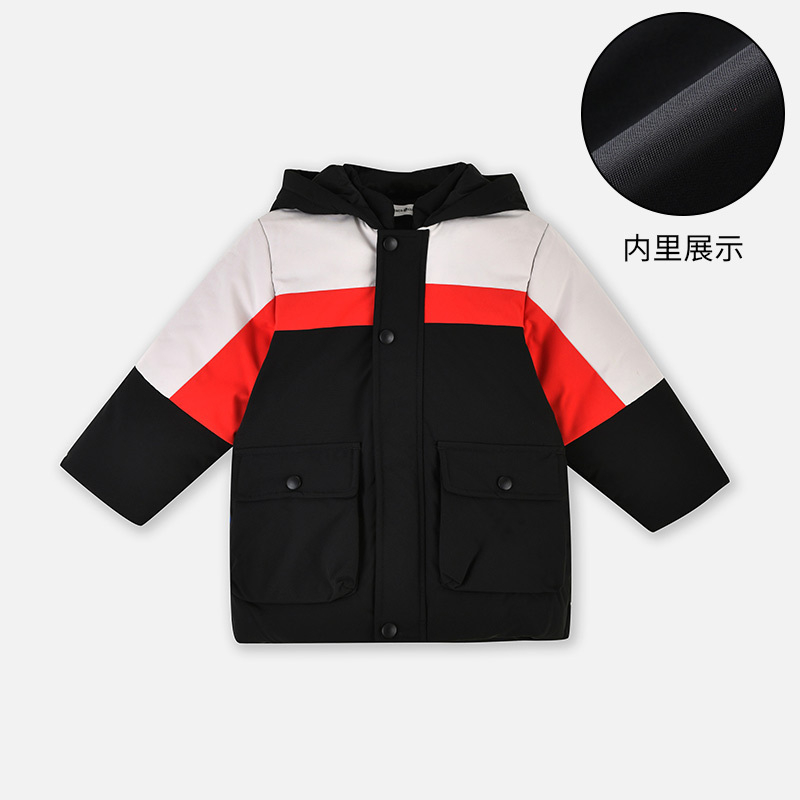 【1件3.5折】铅笔俱乐部秋冬新款男小童羽绒服儿童中长款保暖外套宝宝上衣 黑色 100cm