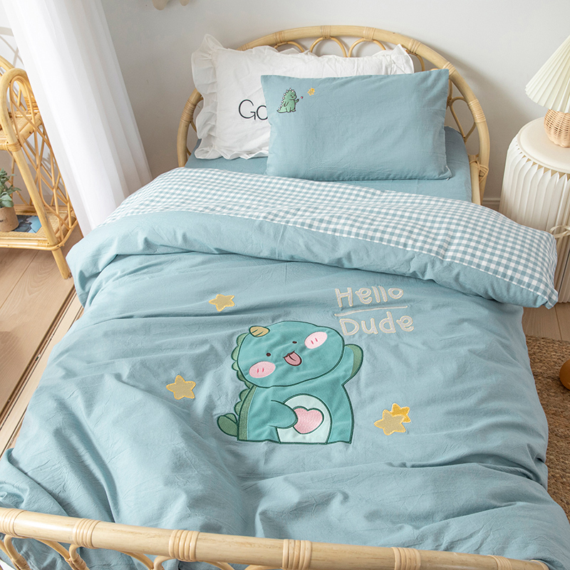 a类全棉水洗棉幼儿园被子三件套纯棉午睡儿童宝宝婴儿被褥六件套