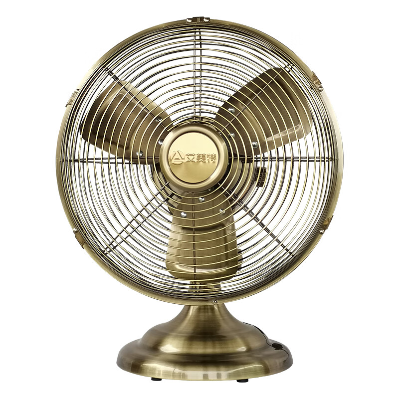 艾美特小风扇家用电风扇台式台面桌面老式金属仿复古怀旧床头风扇12寸