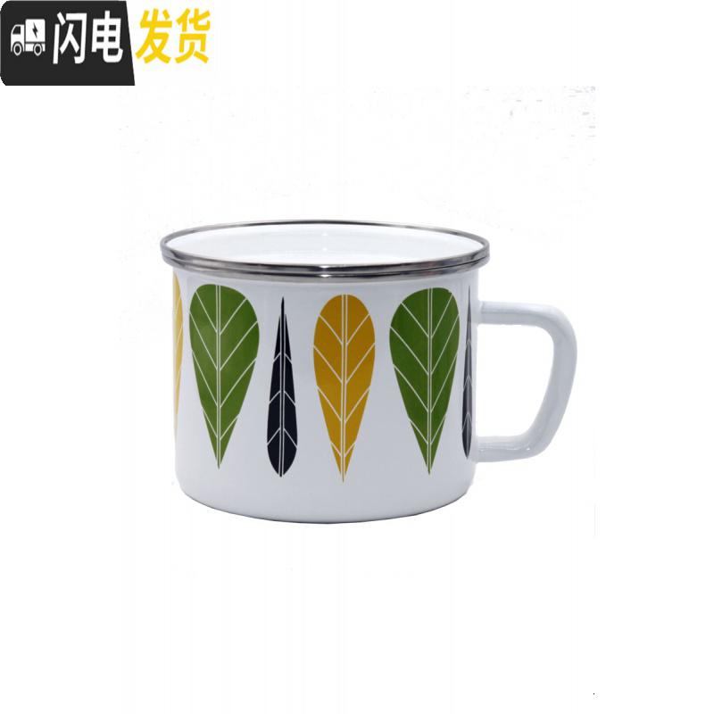 三维工匠加厚平盖老式搪瓷饭缸饭盒快餐杯泡面碗带盖带把手大容量可加热 14cm珍品花高清大图
