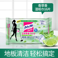 KAO/花王日本进口去静电除毛除尘平底拖头懒人家用拖把立体吸附清洁地板湿纸巾 原装进口-香草花香湿纸巾16片
