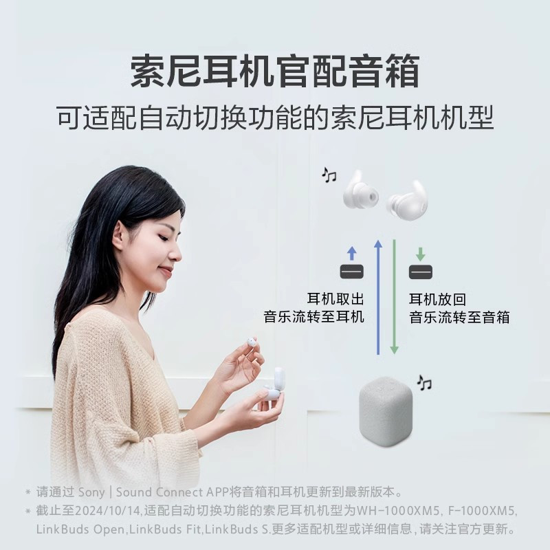 索尼(SONY) LinkBuds 音乐盒 质感人声蓝牙音箱SRS-LS1 淡灰