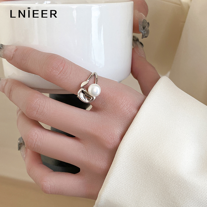 925纯银巴洛克淡水珍珠戒指女小众设计轻奢高级感开口食指戒尾戒送女朋友老婆情人节七夕生日礼物