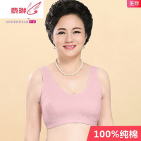 妈妈内衣文胸女中老年码无钢圈背心式薄款老人布胸罩纹胸 费琳胸罩