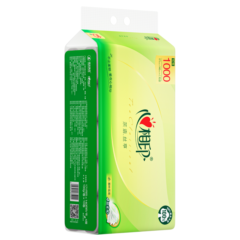 心相印 RW1310(箱装)心相印丝享100克10粒装四层无芯卫生纸*4提 生活用纸 ADA01269高清大图