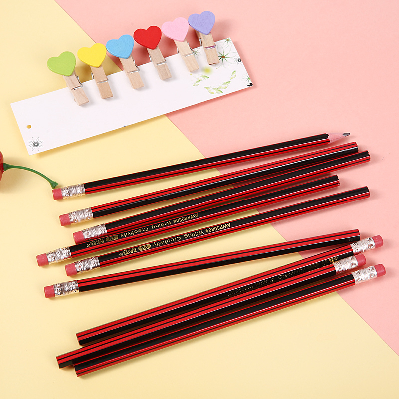 晨光mg带橡皮红黑色木杆铅笔2bawp30804