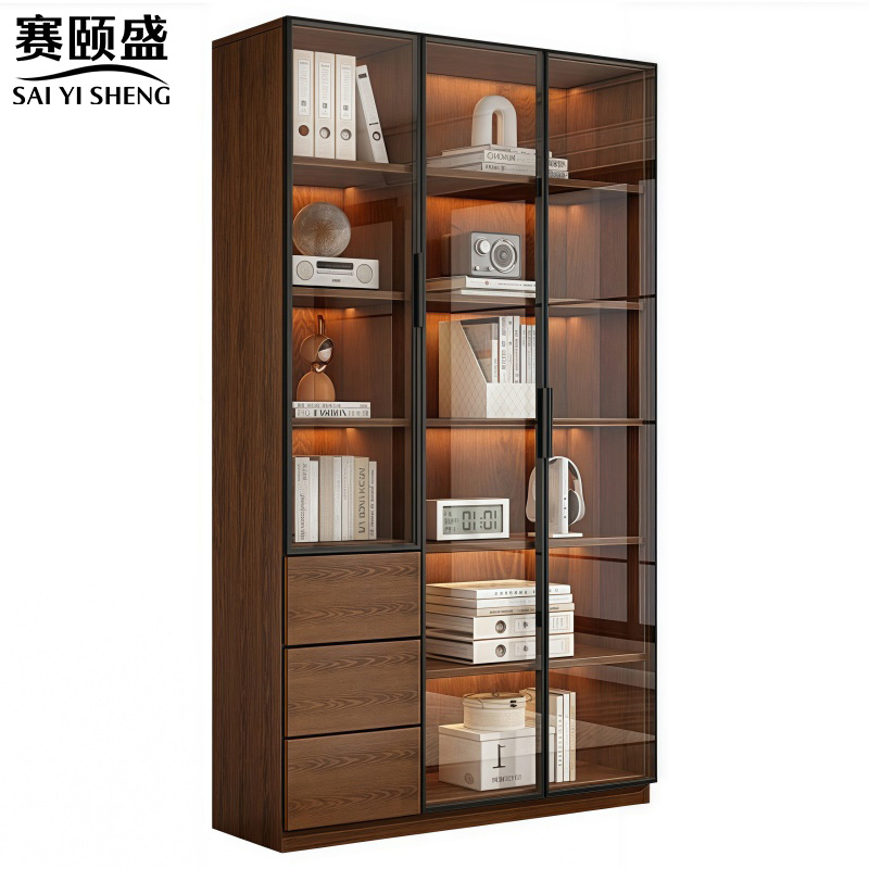 赛颐盛木质书柜双门三抽1200*320*2000mm台高清大图