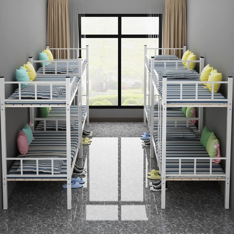 沃盛 铁艺双层床单位钢制上下铺铁架床员工宿舍床高低钢架床90CM宽加厚版图片