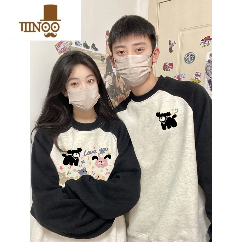 YANXU特别的情侣装款2023新款冬季网红插肩袖卫衣感小众外套装高清大图