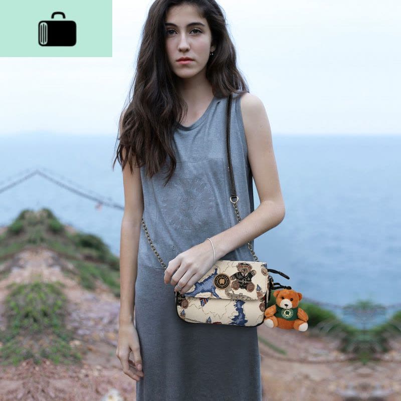 小包斜挎女包 小熊休闲潮女复古手提斜挎包DMB8915028NEW LAKE女斜挎包图片