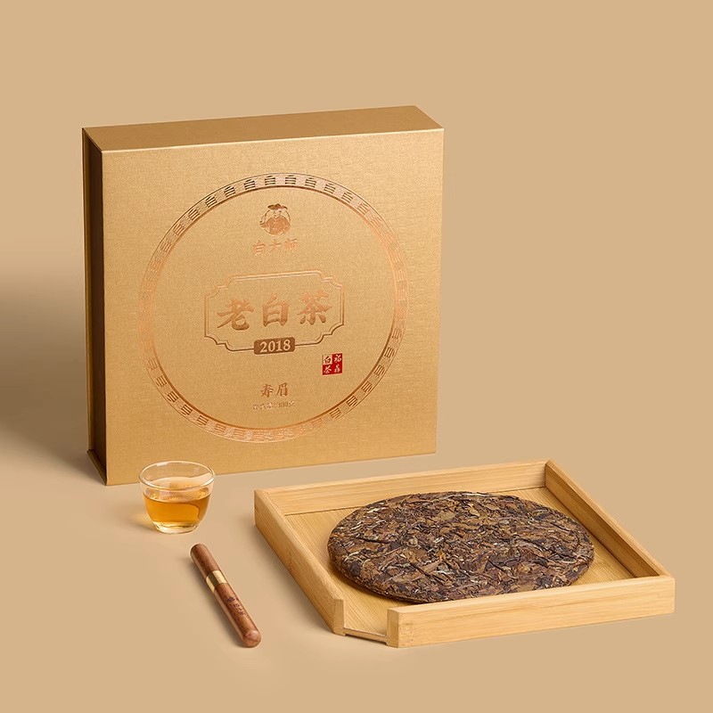 白大师福鼎白茶2018年一级寿眉紧压茶饼300g高档送礼醇香回甘高清大图
