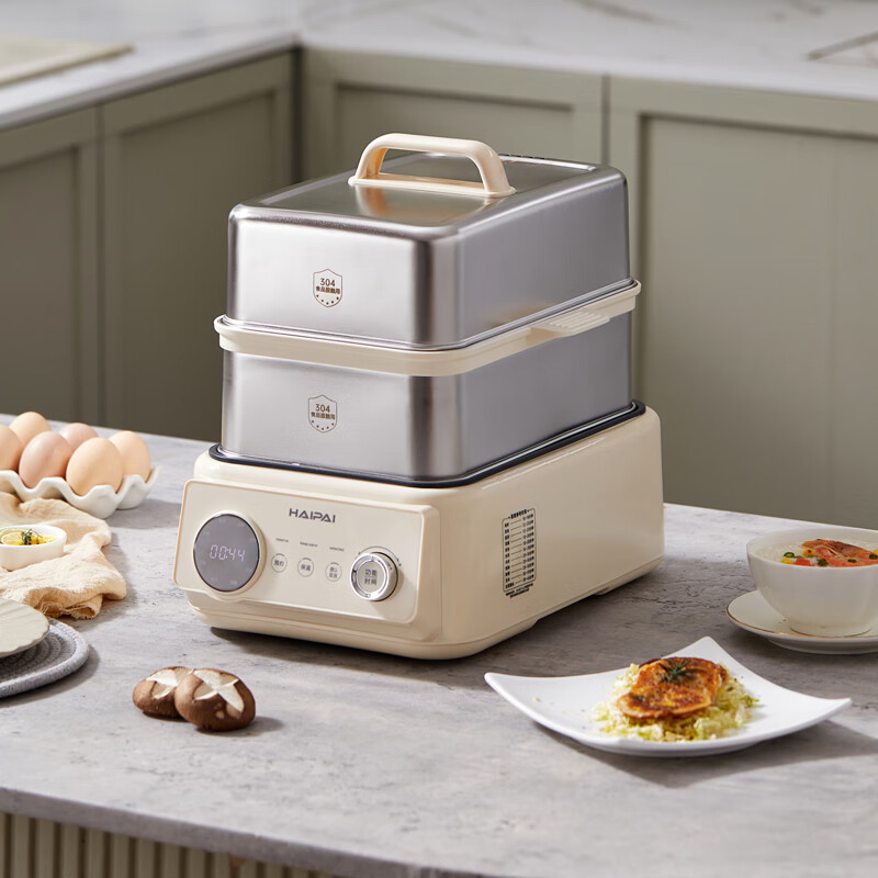 海牌(HAIPAI)HP-Z16D电蒸锅白色14.5L速蒸大容量304不锈钢安全耐用电炖锅24小时自有预约高清大图