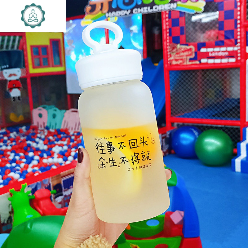 杯子女学生可爱玻璃杯牛奶网红水杯便携简约清新森系个性创意潮流 封后 磨砂500毫升/看心情+杯套+茶漏