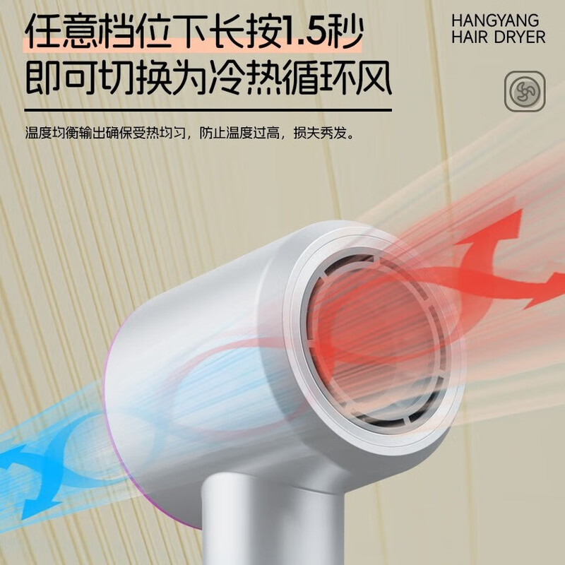 超人家用电吹风机水润负离子大风量速干便携简约吹风筒宿舍学生旅行用电吹风 高速吹风机-HD1690 银色高清大图