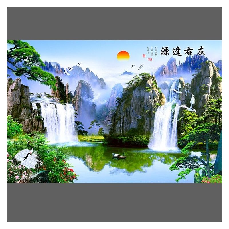 山水风景画中式客厅墙贴画自粘山水画墙贴墙壁贴画电视沙发背景墙|5款