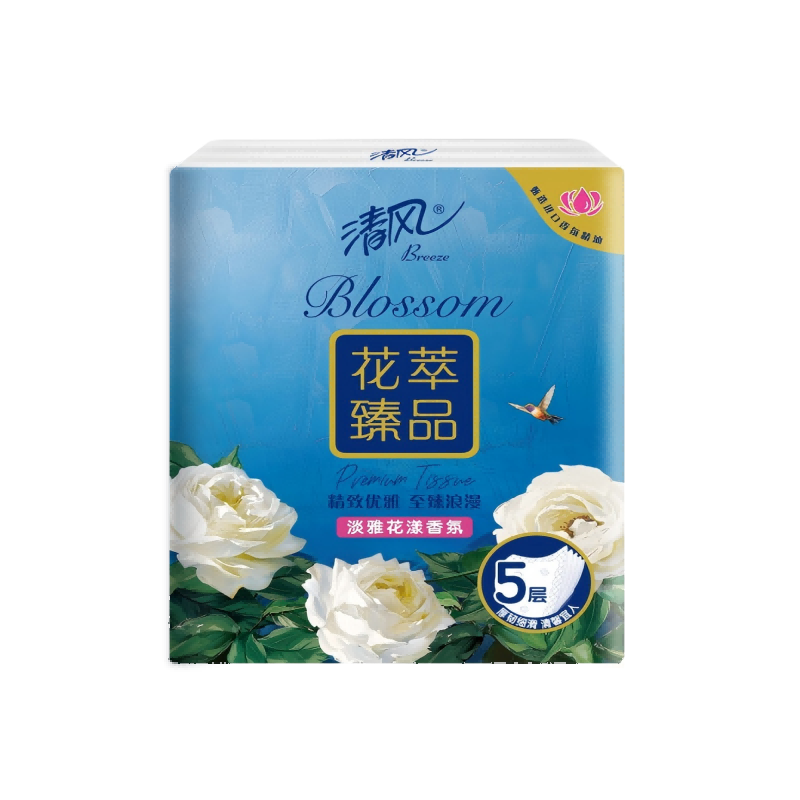 清风花萃臻品手帕纸5层6张*12包一提