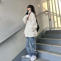 春秋新款两面穿盐系外套女学生韩版宽松原宿风酷潮ins炸街棒球服 杏色两面穿 2XL