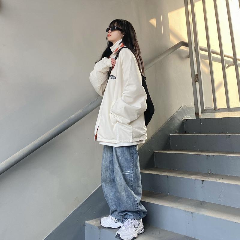 春秋新款两面穿盐系外套女学生韩版宽松原宿风酷潮ins炸街棒球服 杏色两面穿 2XL