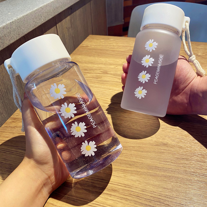 小雏菊塑料水杯女学生韩版杯子ins便携创意森系潮流茶杯定制印字