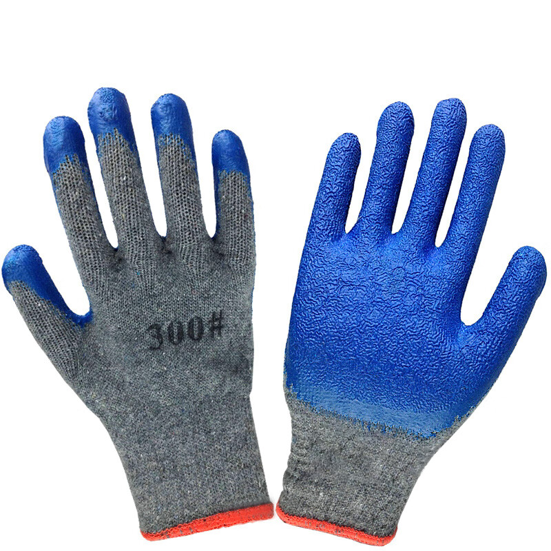 谋福 【特防认证】棉纱劳保涂胶挂胶浸塑浸胶手套 1打12付装