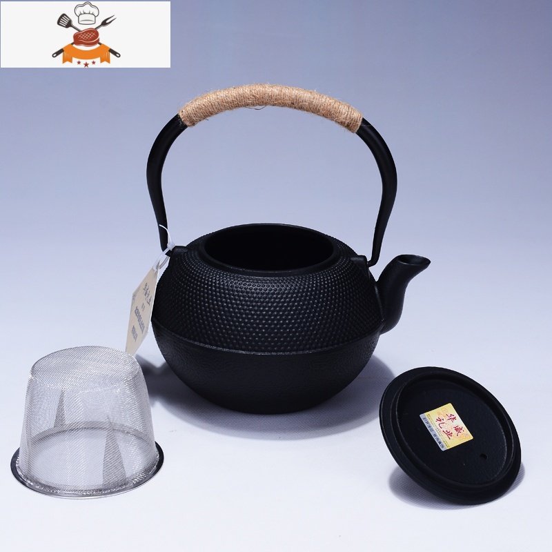 大容量铸铁壶生铁壶烧水茶壶煮茶壶烧水壶泡茶壶带茶网 1.8L雨点黑电陶炉套装 敬平高清大图