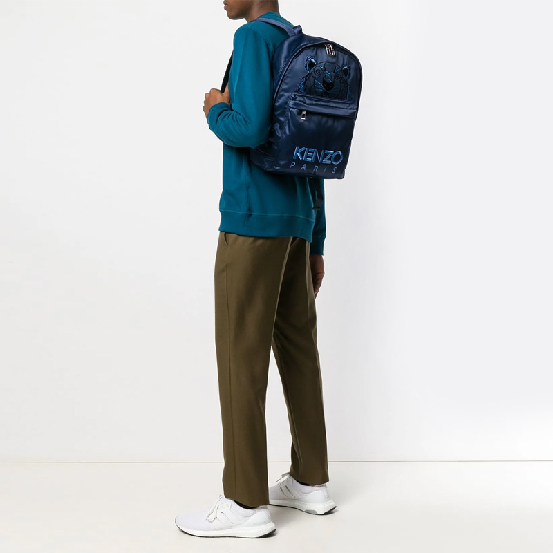 【直营】Kenzo高田贤三 虎头刺绣涤纶双肩包背包男女通用F865SF300FN7高清大图