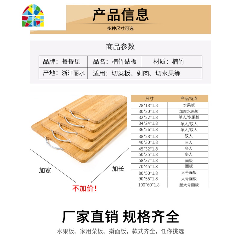封后超大竹菜板大号擀面板剁肉无胶水和面案板厨房切菜板家用刀板 F 中号擀面板70*45*1.8(10双筷子加刮面刀)砧板高清大图