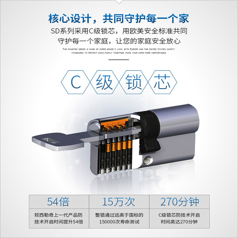 西勒奇（SCHLAGE） SE1201金色 智能锁 指纹锁 密码锁 防盗门锁 指纹密码锁 电子锁