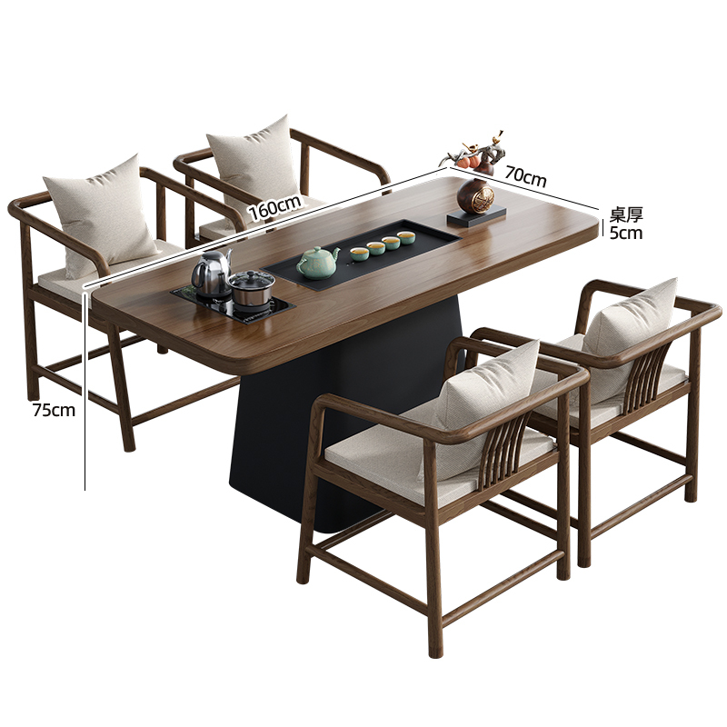 芙首泰茶桌160*70*75cm+4椅套高清大图