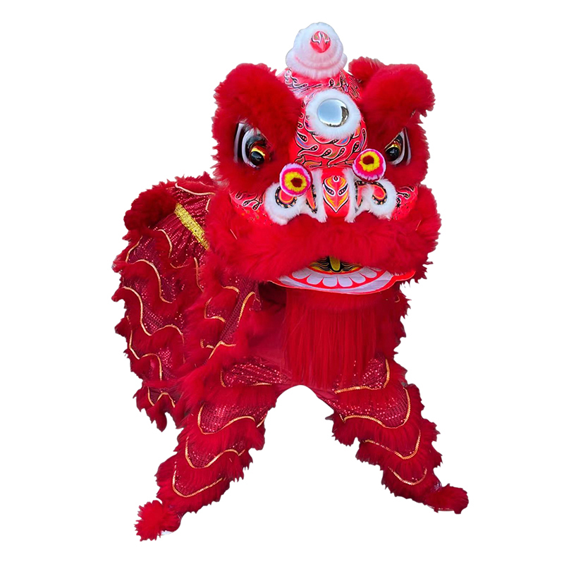 风雷缘-ws红色3号国标双人舞狮套装舞狮道具整套成人舞龙头澳洲羊毛