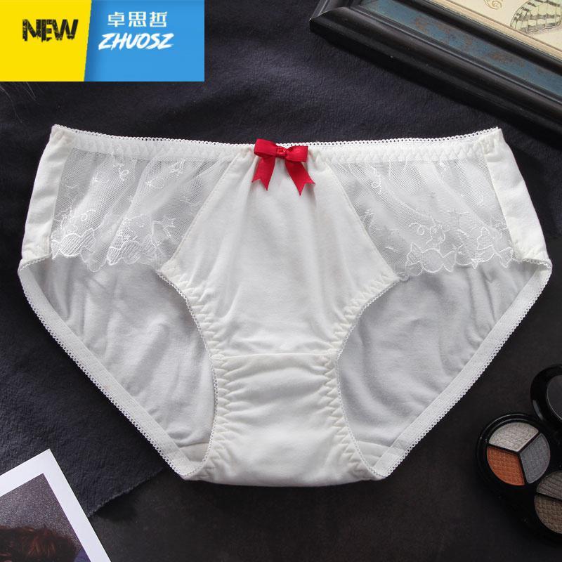 白色内裤女日系少女蕾丝性感棉裆中腰可爱女生三角内裤头 卓思哲