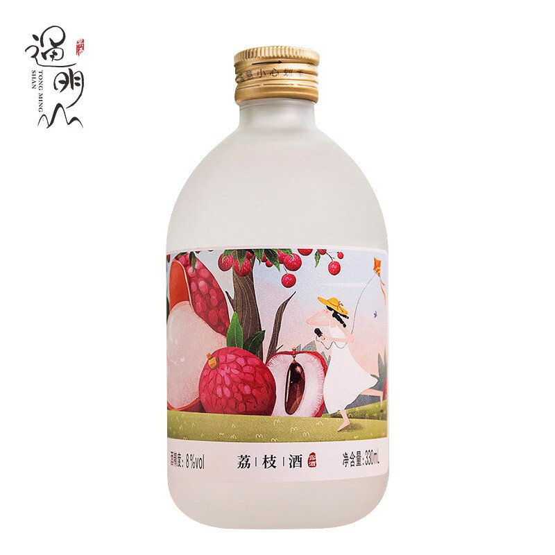 通明山 低度微醺网红高颜值水果酒 女士甜酒 荔枝味果酒 8度 330ml*1瓶装