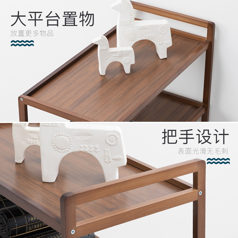 老竹匠 简易家用多功能客厅收纳架简约现代楠竹阳台储物架厨房卧室厕所卫生间层架/置物架仓库货架茶柜架置物