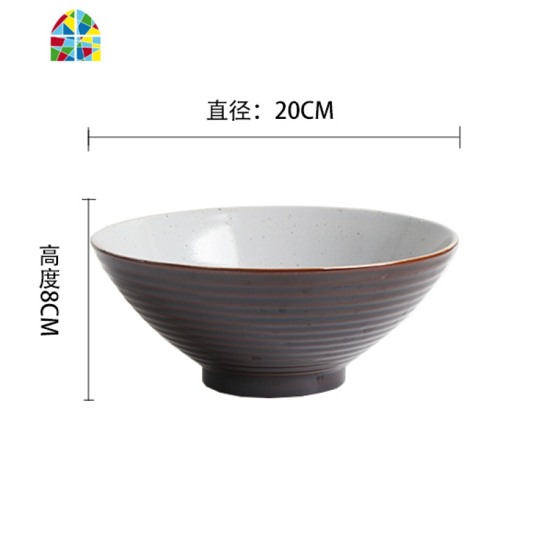 创意陶瓷8寸斗笠碗面碗汤碗水果沙拉碗家用菜碗冷面碗大汤盆餐具 FENGHOU 灰白8寸斗笠碗高清大图