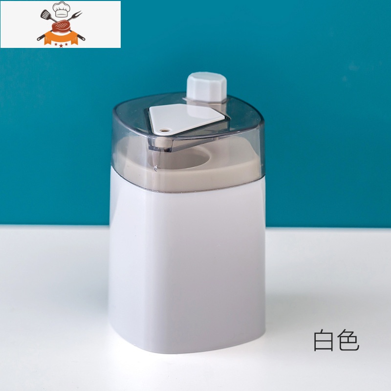 牙签盒创意自动弹出家用客厅按压式餐厅牙签筒罐便携式随身牙签筒 敬平 灰色+200支牙签S2I0SG