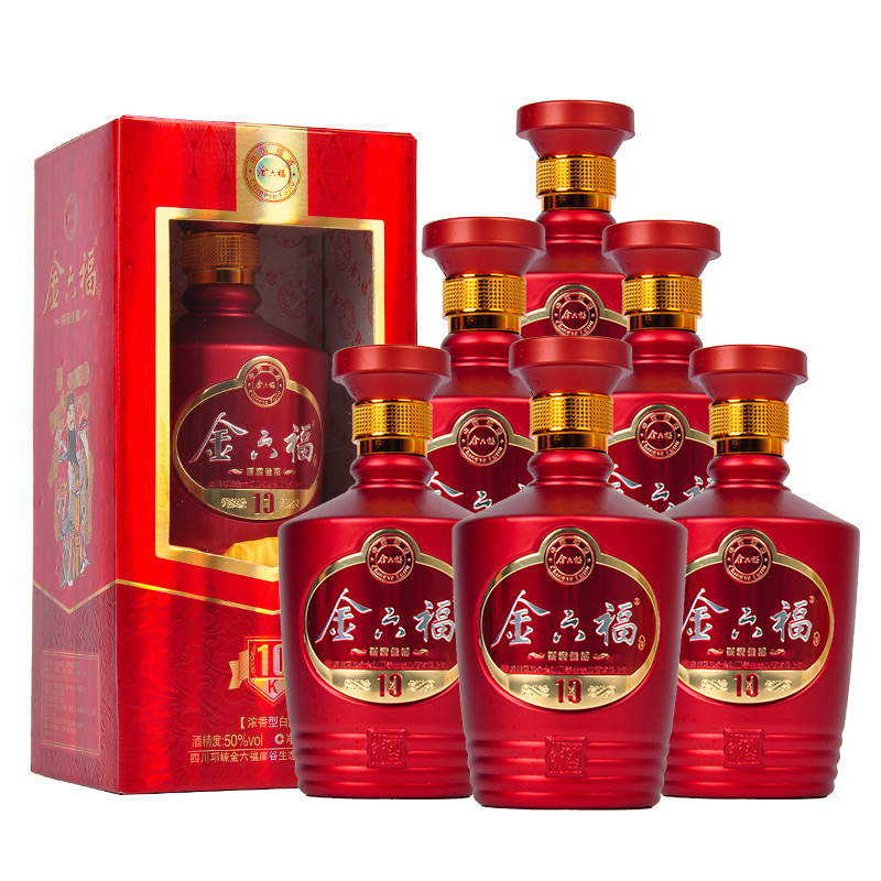 金六福50度福满佳禧10k浓香型白酒500ml*6瓶