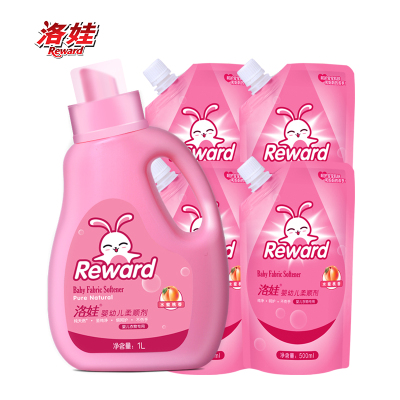 Reward洛娃 婴幼儿柔顺剂套装(水蜜桃)1L+500ml*4袋 温和不伤肌肤