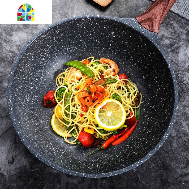 炒锅家用不粘锅燃气灶电磁炉少油烟涂层炒菜平底锅 FENGHOU图片