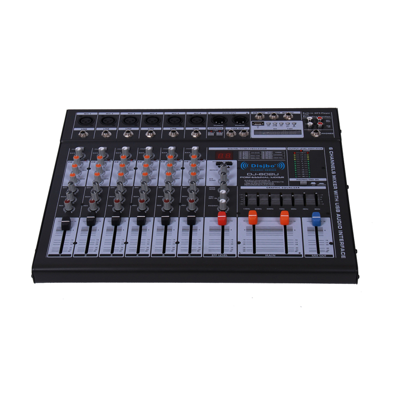 迪玠宝(DISJBO)DJ-602USB 专业6路带USB带效果调音台 会议室 舞台 婚庆 混响调节