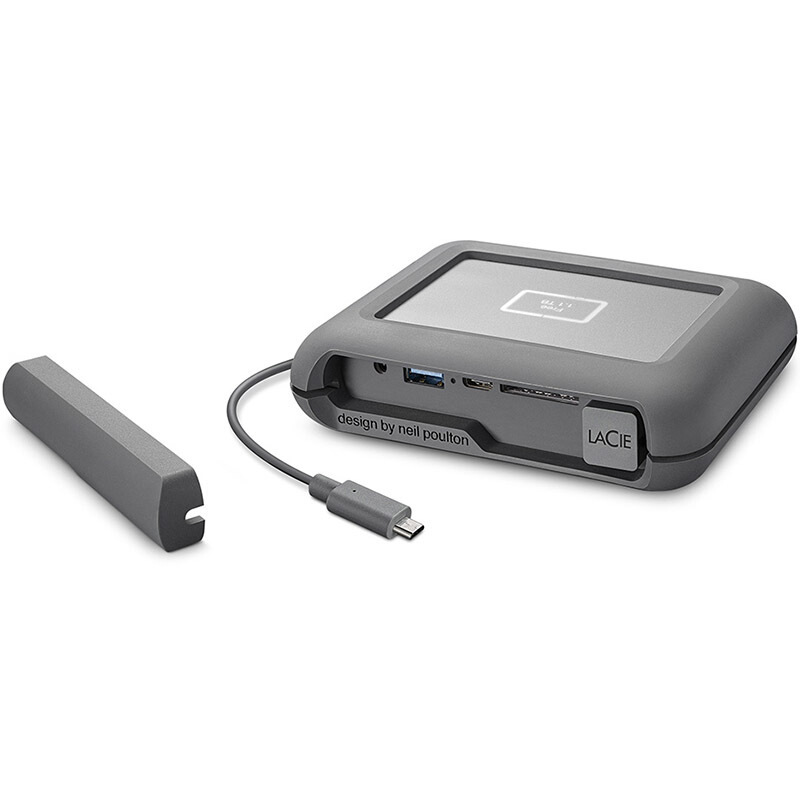 LaCie 2TB移动硬盘 DJI Copilot Type-C/SD卡槽/Micro STGU2000400 集成显屏